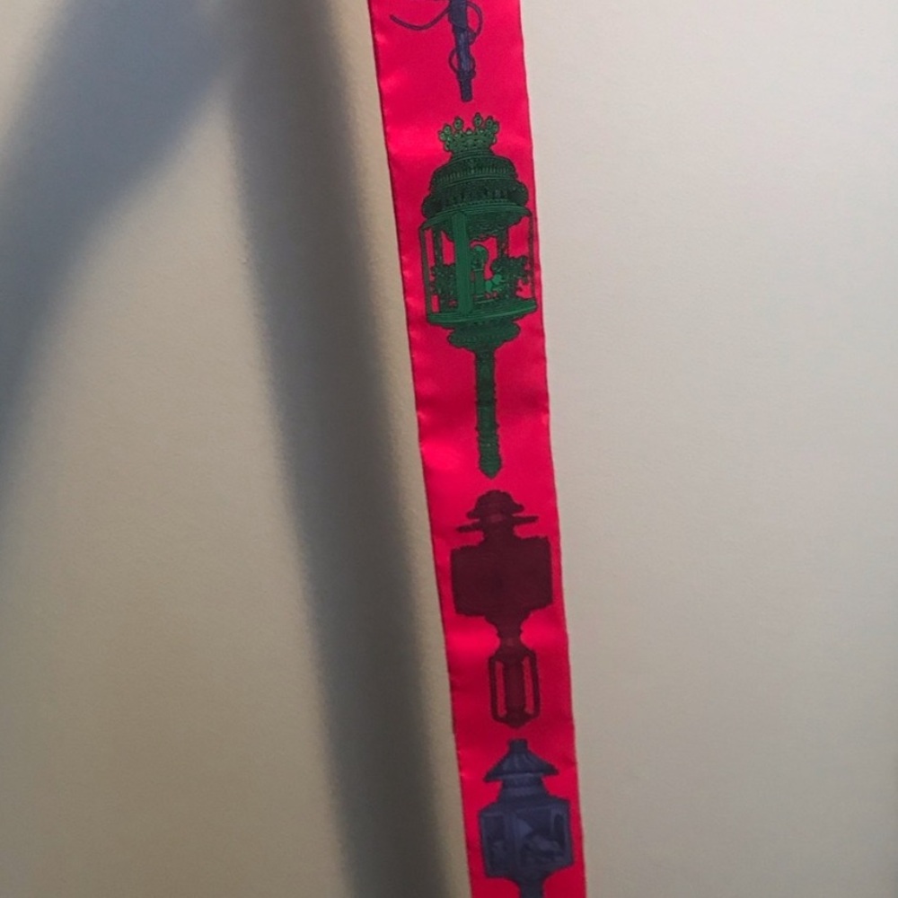 Hermēs Pink and Green Lanterns 100% Silk Twilly Scarf